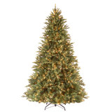 Tiffany Fir 7.5' Green Artificial Christmas Tree with 750 Pre-Lit Clear Lights with Stand