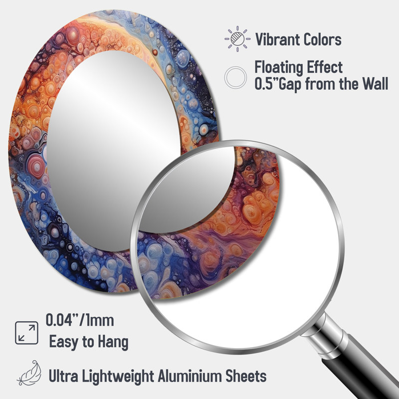 Miroir mural ovale jaune et orange, 40 po x 30 po