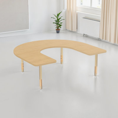 Table d'activité thermofusionnée 60 "x 66" avec pieds réglables en bois épais - grain d'érable / sable / naturel