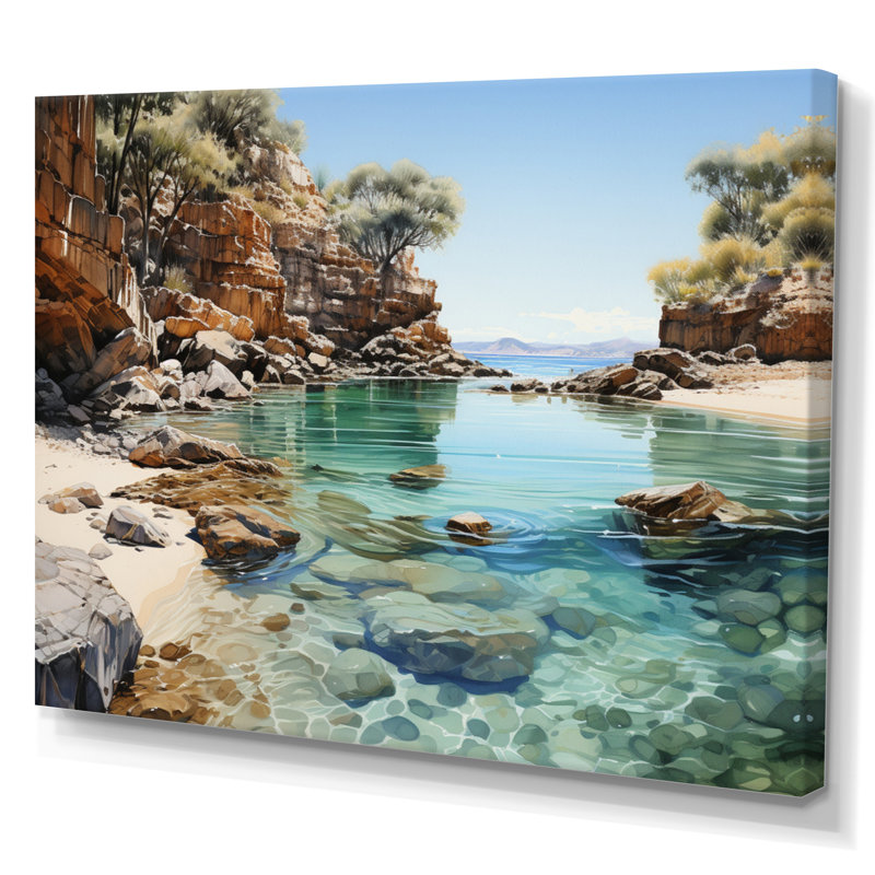 Bevard Rocky Beach Isolé sur toile, H 34 po x l 44 po x P 1,5 po, Toile tendue