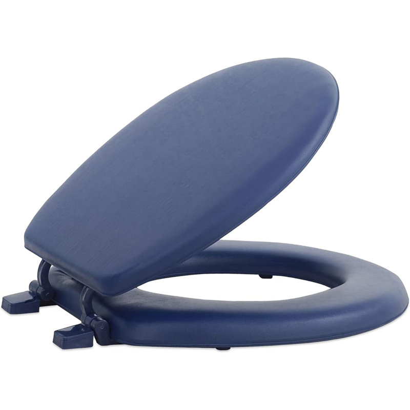 thumbnail image 2 of Soft Standard Vinyl Toilet Seat Navy 17" Foam Cushion Fits All Fixtures 2 of 11