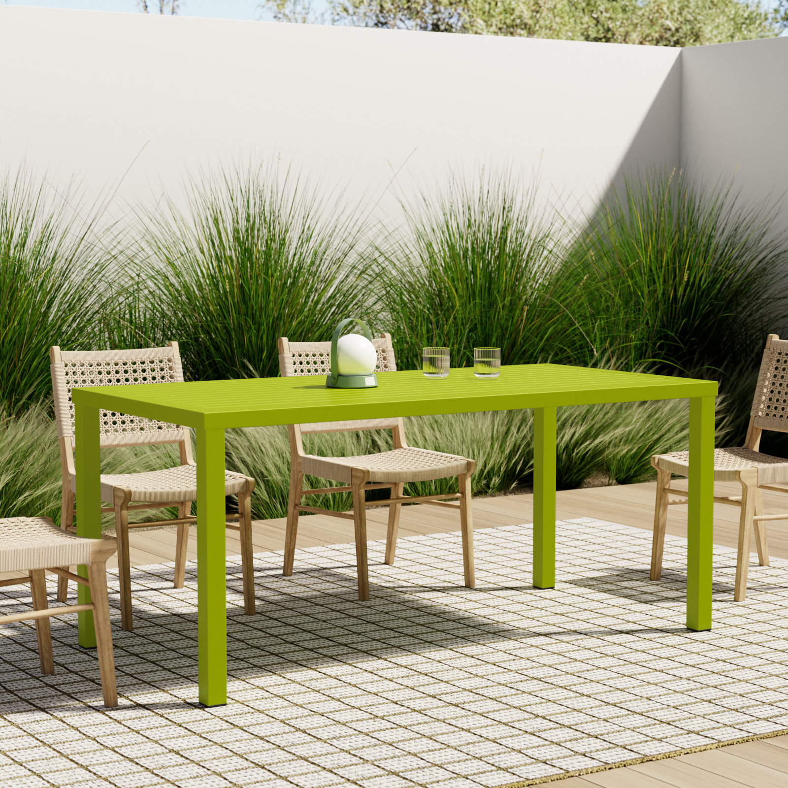 Ottie 71'' Aluminum Outdoor Dining Table, Green