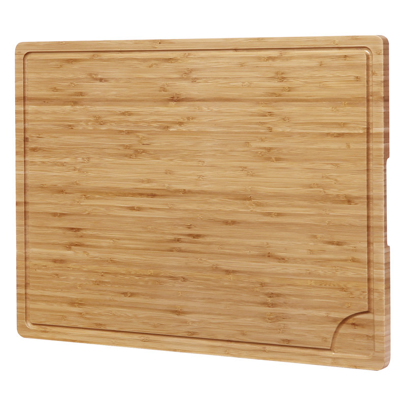 Planche à découper extra large en bambou de 61 cm (24 po) avec rigole à jus et poignées, planche à découper robuste en bambou biologique, planche à découper réversible et protection pour plaque de cuisson, 1 pièce