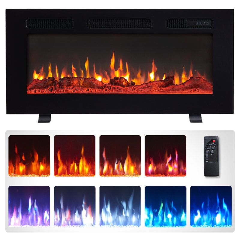 Carsten 60" 3-in-1 Electric Fireplace Insert with Adjustable Color Flames & Fire Cracking Sound
