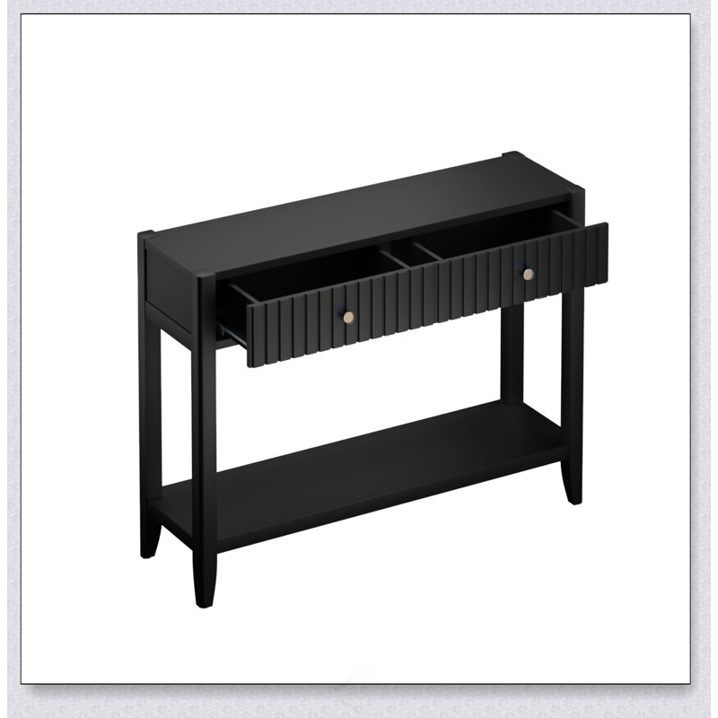 Console avec tiroirs, table d'appoint en bois avec table de rangement étroite