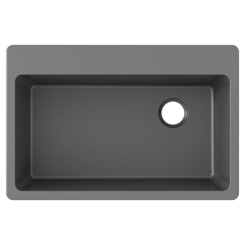 Évier encastré simple Elkay Quartz Classic 33 po x 22 po x 9-1 / 2 po, graphite, Noir mat