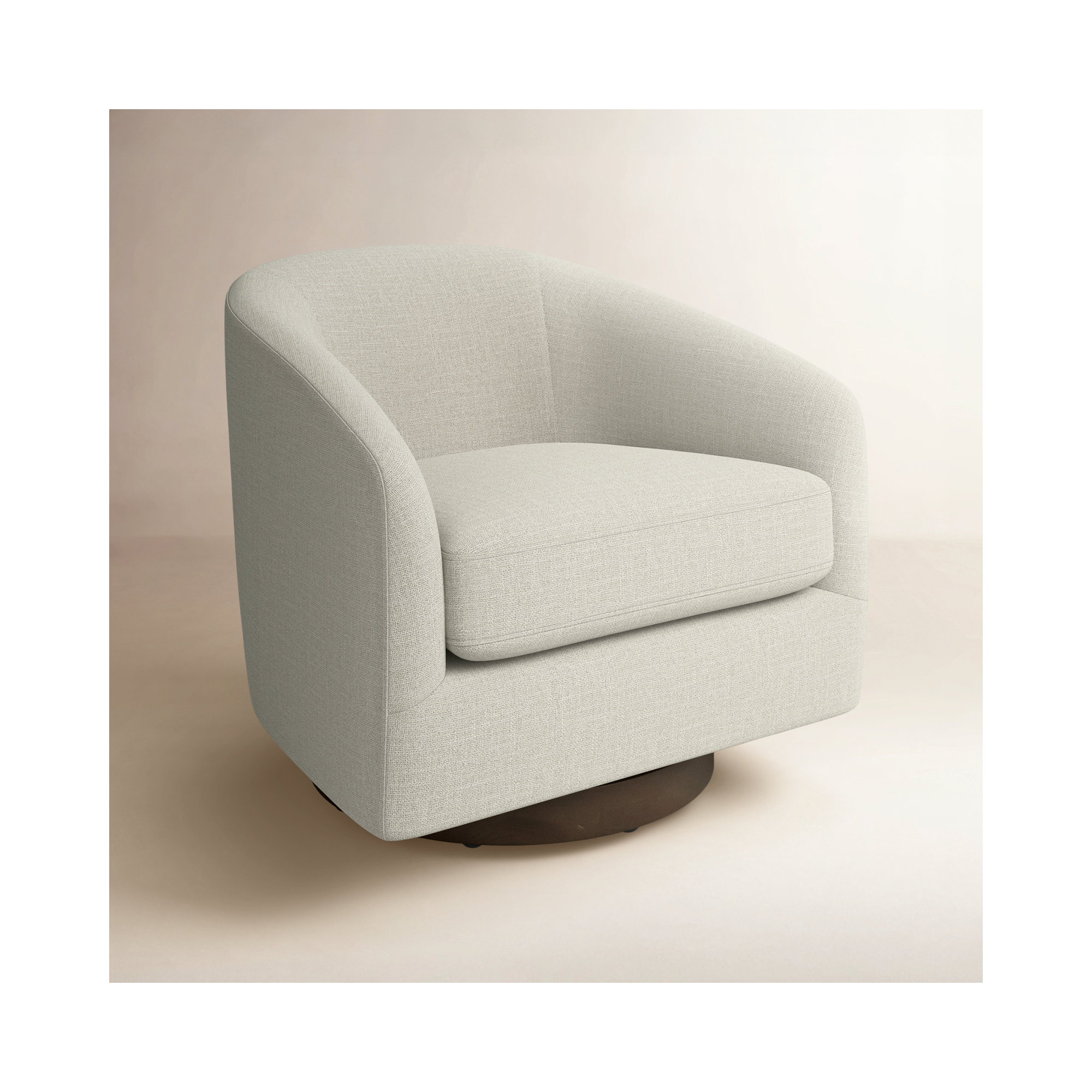 Bennett Upholstered Swivel Barrel Chair, Effie Linen Performance Linen