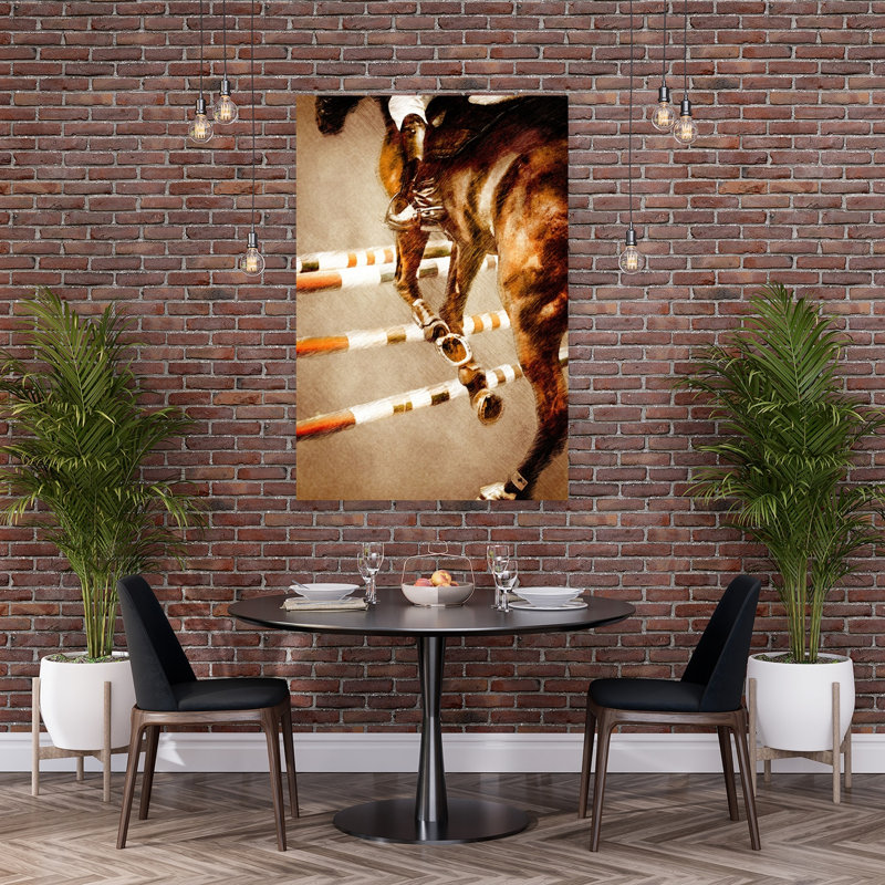 «Dynamic Horse Jump», art mural cheval contemporain, 60" H x 40" W