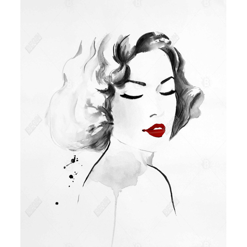 Femme aquarelle - toile blanche minimaliste