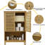 Tablette de rangement au-dessus de la toilette avec portes, organisateur de salle de bain autoportant en bambou avec tablette réglable, naturel