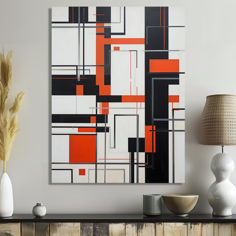 Art moderne mural géométrique modernisé, Toile tendue, H 20 po x l 12 po x P 1 po