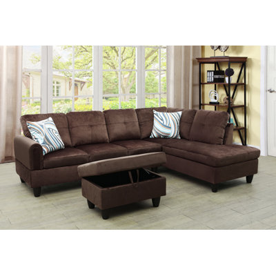 Right Hand Facing Sofa & Chaise with Ottoman -  Lifestyle Furniture, DU-997088B-3PCS