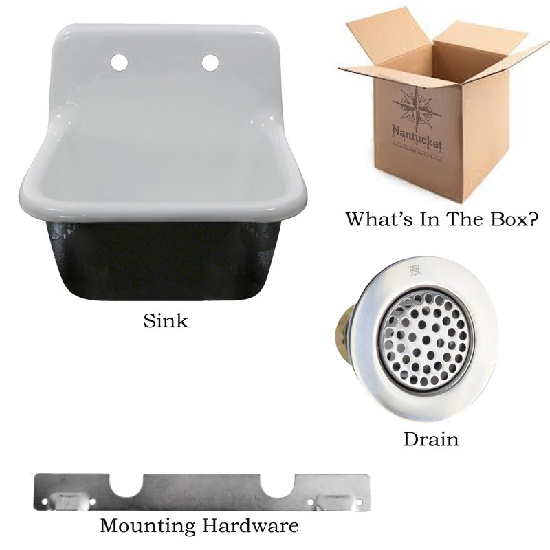 22" L X 18" W Wall Mount Service Sink with drain, Chrome Drain