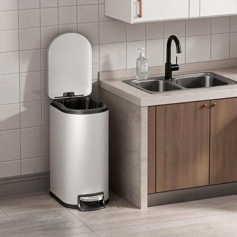 Stainless Steel Kitchen Trash Can, Black