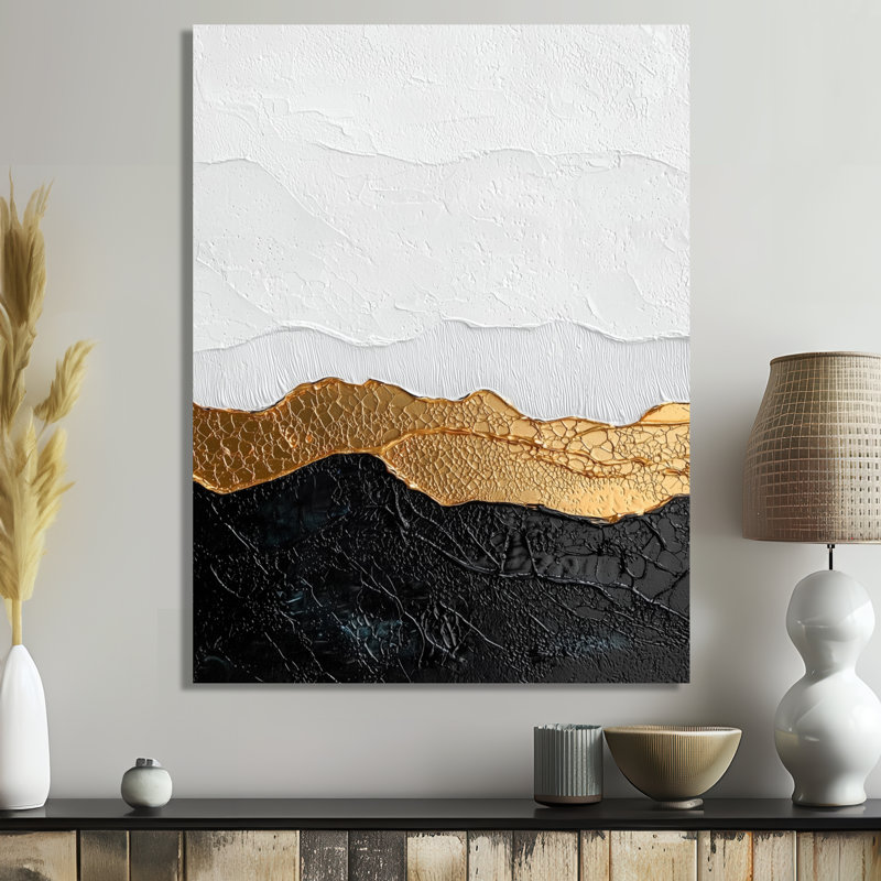 Cadeau doré de l'horizon lumineux II - impression murale moderne en métal, impression moderne sur métal