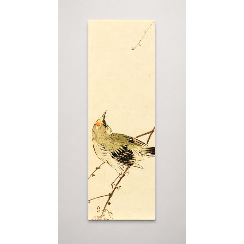 Oiseau sur une branche de cerisier en fleurs, 24" W x 72" H