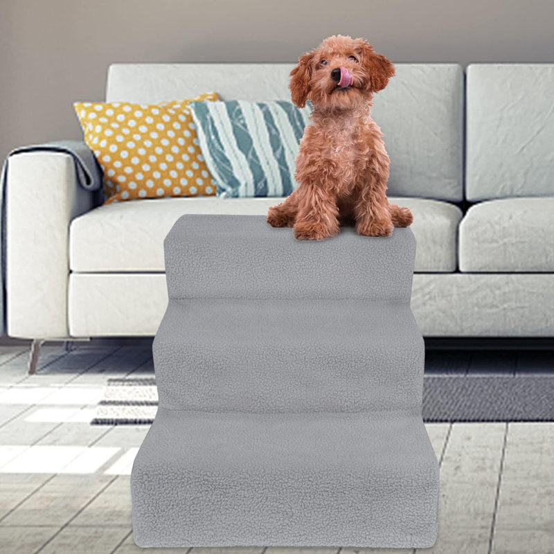 Escalier pour chien antidérapant à 3 marches pour chats et chiens, plastique pliable avec tapis lavable pouvant supporter jusqu'à 50 lb