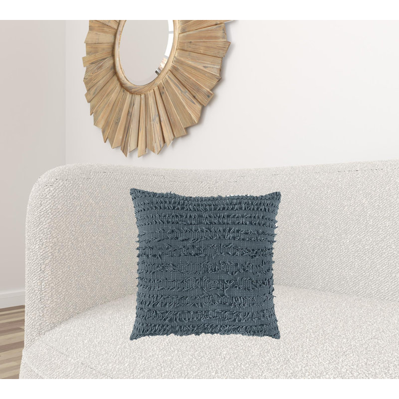 Gray Tasseling Fringe Texture Throw Pillow