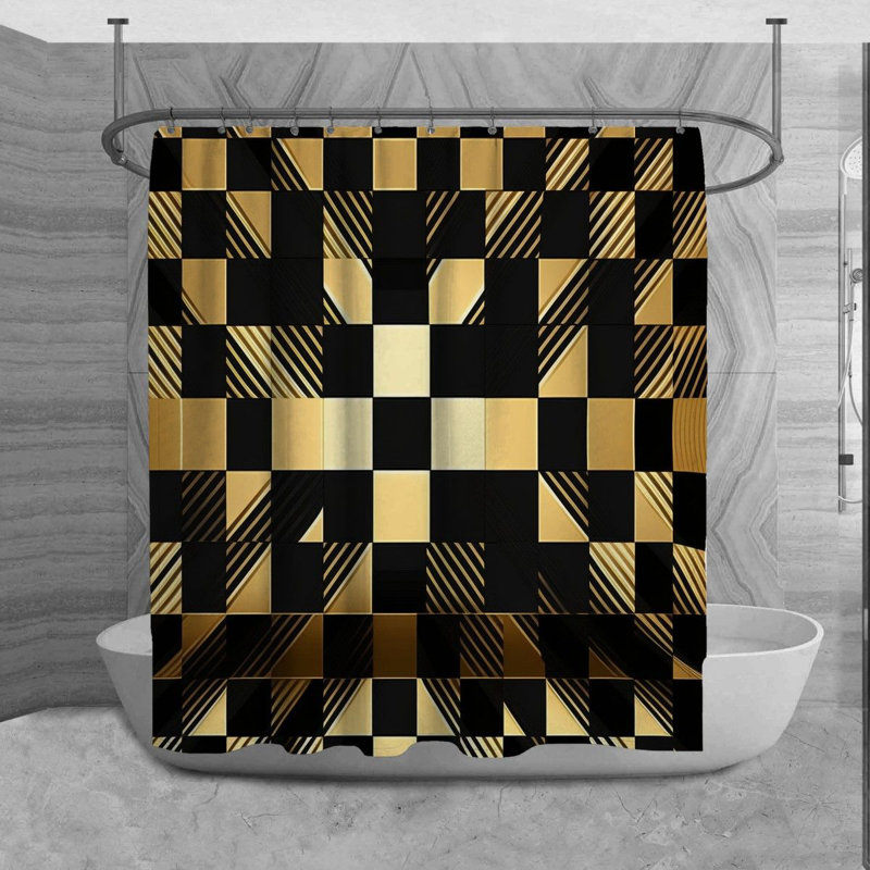 Rideau de douche à carreaux Adamsfeld, H 73 po x l 70 po