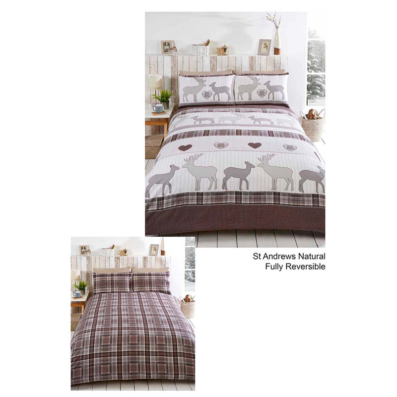 Alisha Cotton Wildlife Bedding with Pillowcases Included, Double - 2 Standard Pillowcases, Natural