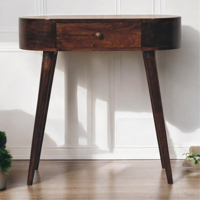Petite console ronde caramel en bois massif miel