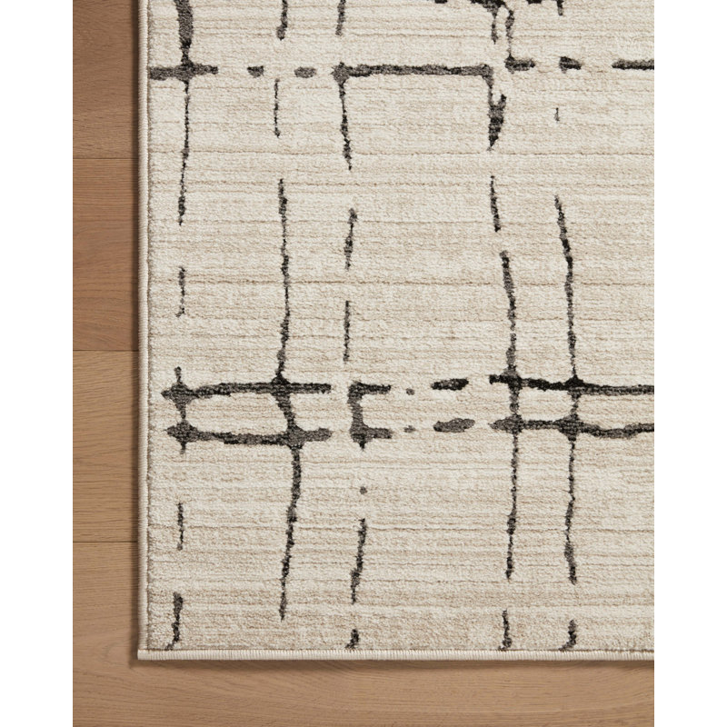 Darby Geometric Machine Woven Polyester Area Rug in Beige/Gray, Rectangle 7'10" x 10'