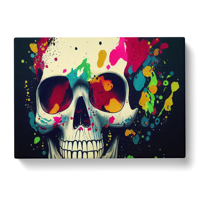 Skull Paint Splatter Vol.5 Abstract - Wrapped Canvas, 40cm H x 60cm W x 3cm D