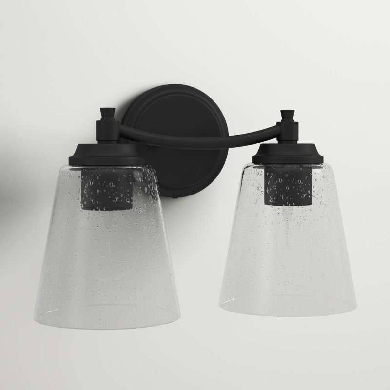 Éclairage pour salle de bain 2 lumières à intensité variable Damarye, Noir mat, Transparent