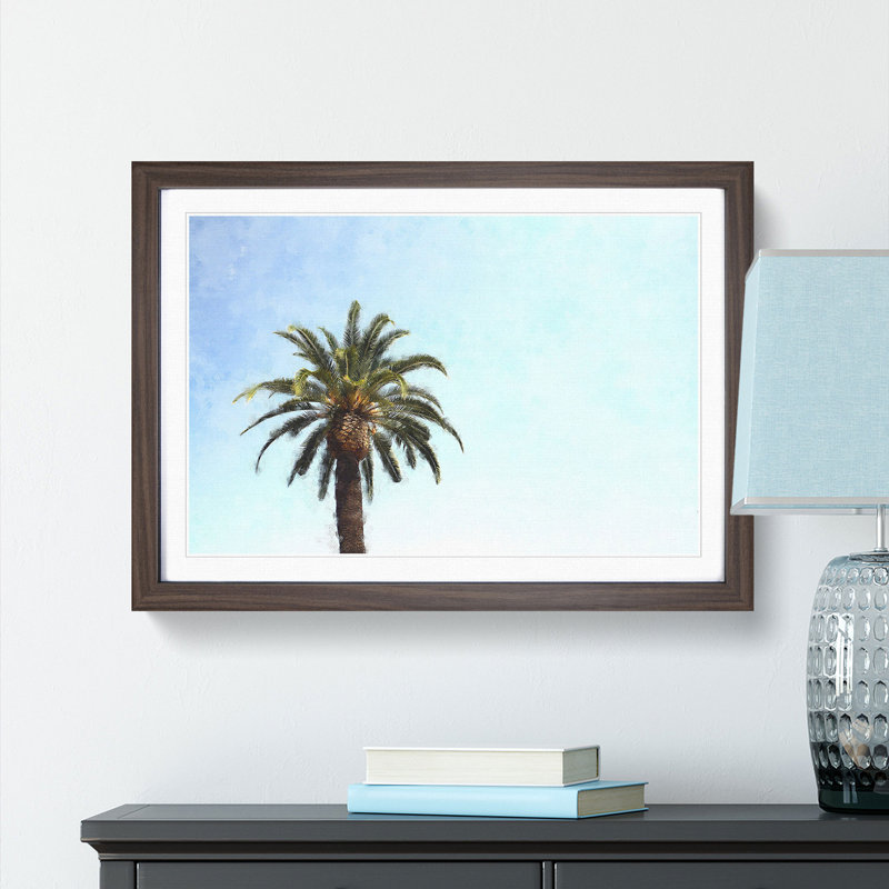 Lone Palm Tree - Picture Frame Graphic Art Print, Walnut Framed, 62cm H x 87cm W x 2cm D