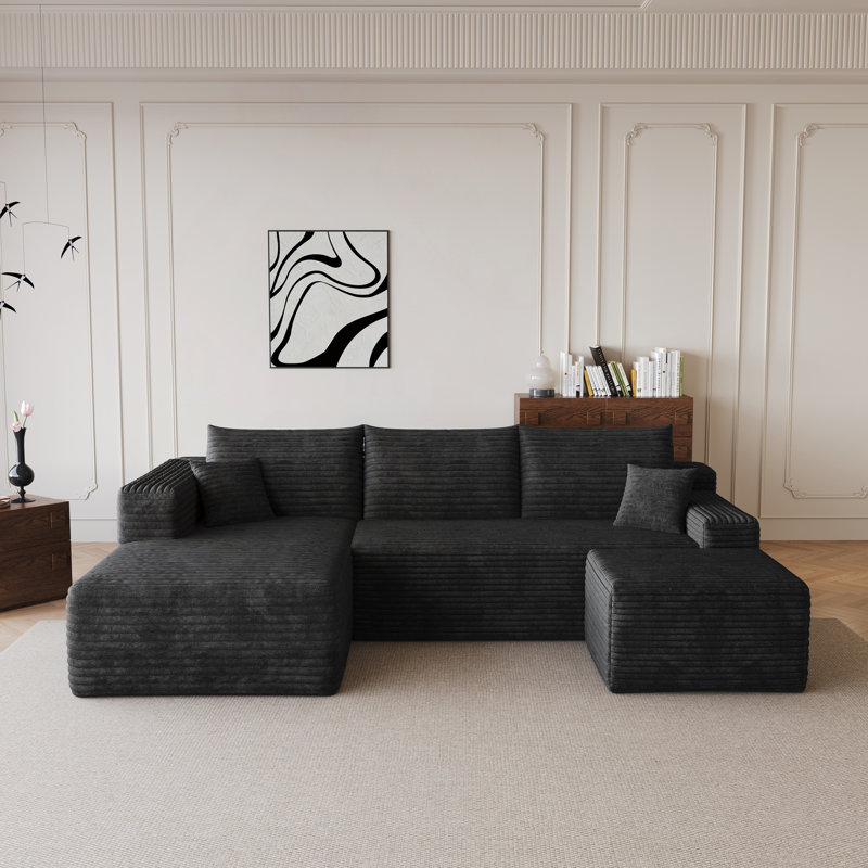 Canapé modulaire 95 "avec repose-pieds Cloud, Black 
