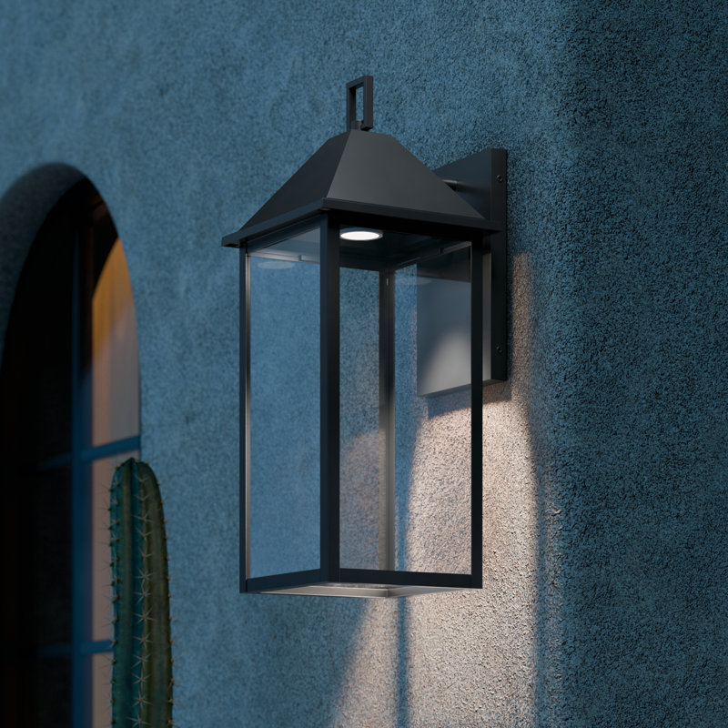 Applique murale d'extérieur 22 po avec verre clair 22 po DarkSky, Noir satiné