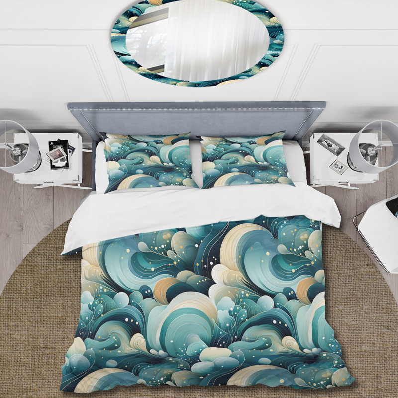 Ensemble de housse de couette Oceanic Blue Coastal Fusion, Housse de couette pour très grand lit et 2 très