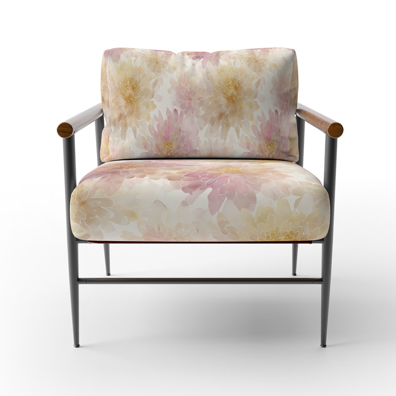Chaise d'appoint floral Floral, Bras ronds bruns