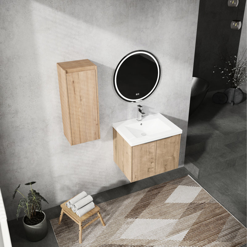 Meuble-lavabo 24 po avec lavabo et armoire d'appoint, mécanisme, contreplaqué d'aspect contemporain, design, 24"
