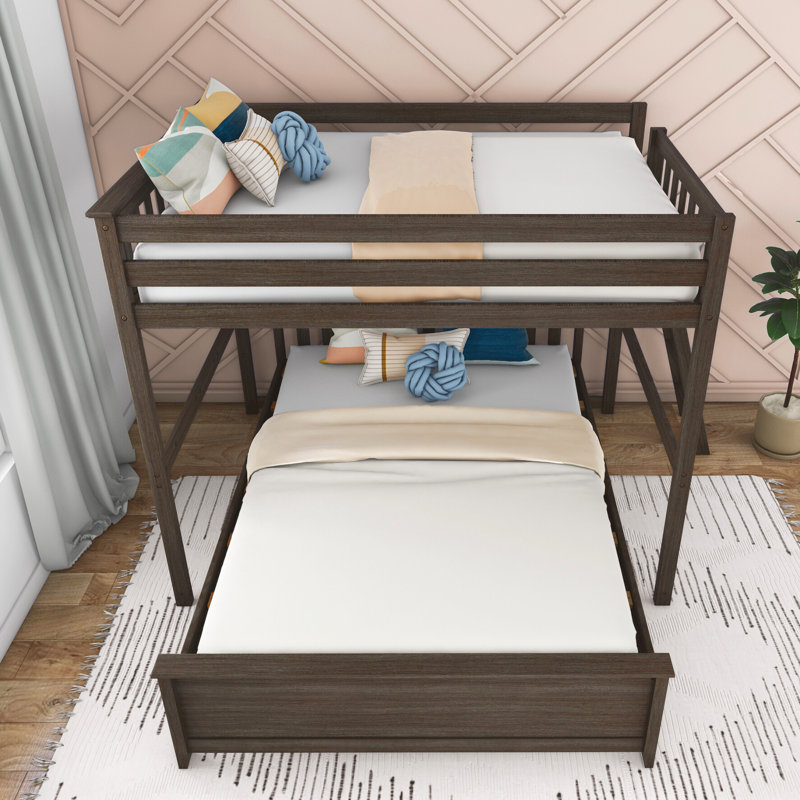 Kober Wood L-Shaped Bunk Bed , Full Over Queen, Clay