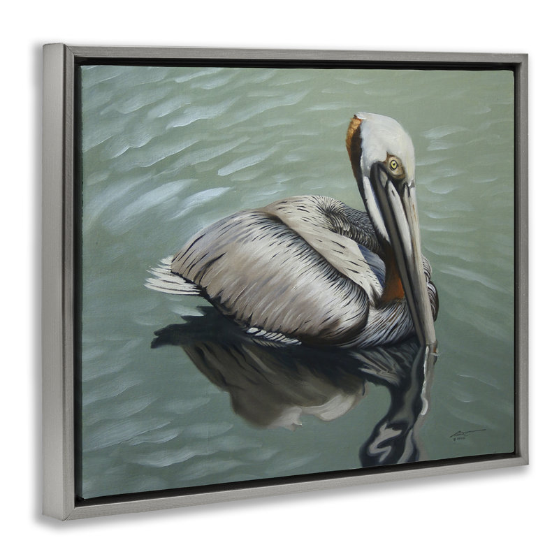 «Pelican Lake Reflection» par D. Rust, Cadre flottant gris lustré, H 17 po x l 21 po