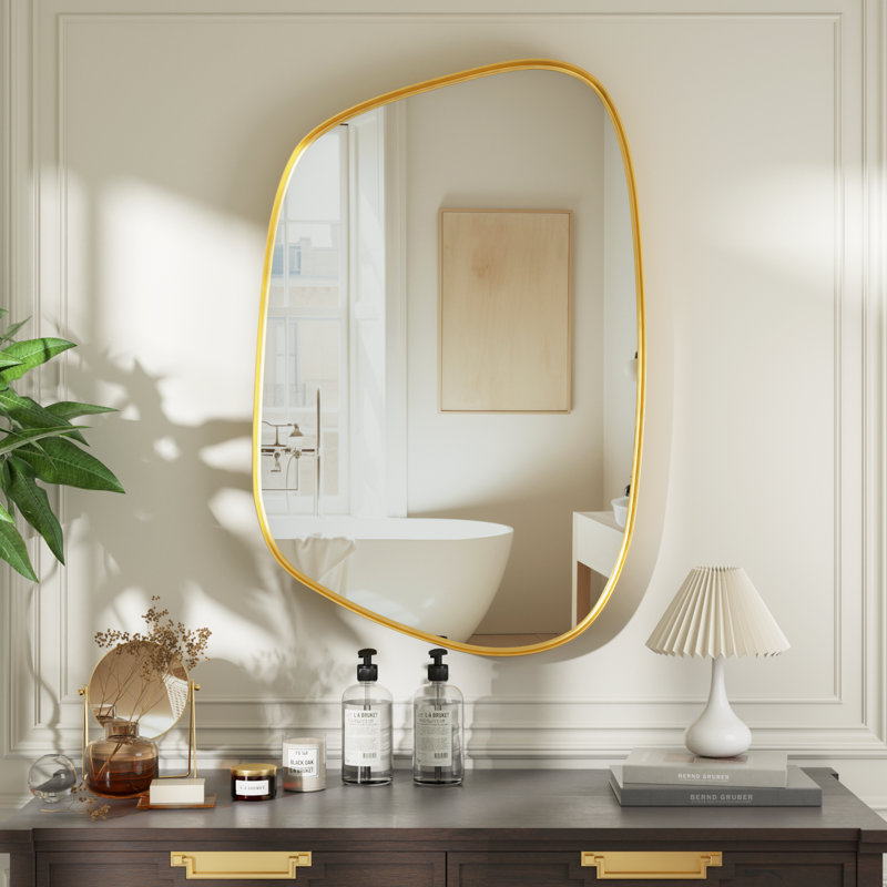 Irregular Wall Mirror - Decorative Tempered Glass Mirror With Aviation Aluminum Alloy Frame For Bathroom, Bedroom, Living Room, Entryway, Cloakroom