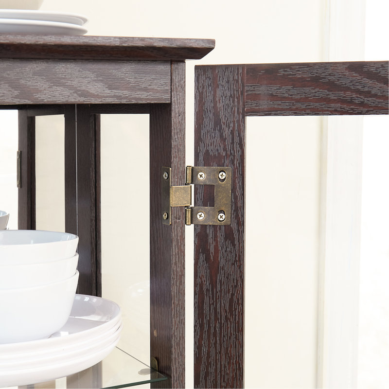 Armoire avec tablettes réglables, poignée en métal rétro, intérieur illuminé, décoration en cerisier spacieux, Cerisier