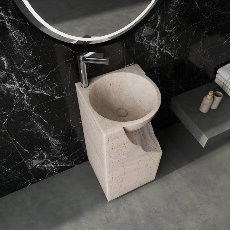 Lavabo sur pied de 34 po de hauteur sur pied avec trou pour robinet