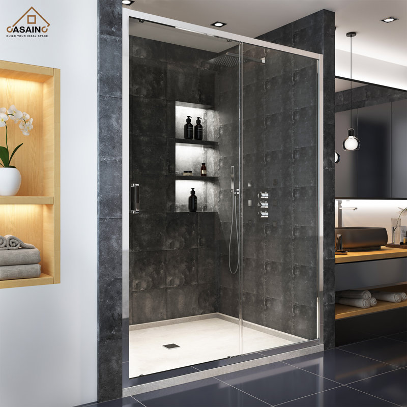 60" W x 72" H Single Sliding Framed Shower Door, Chrome