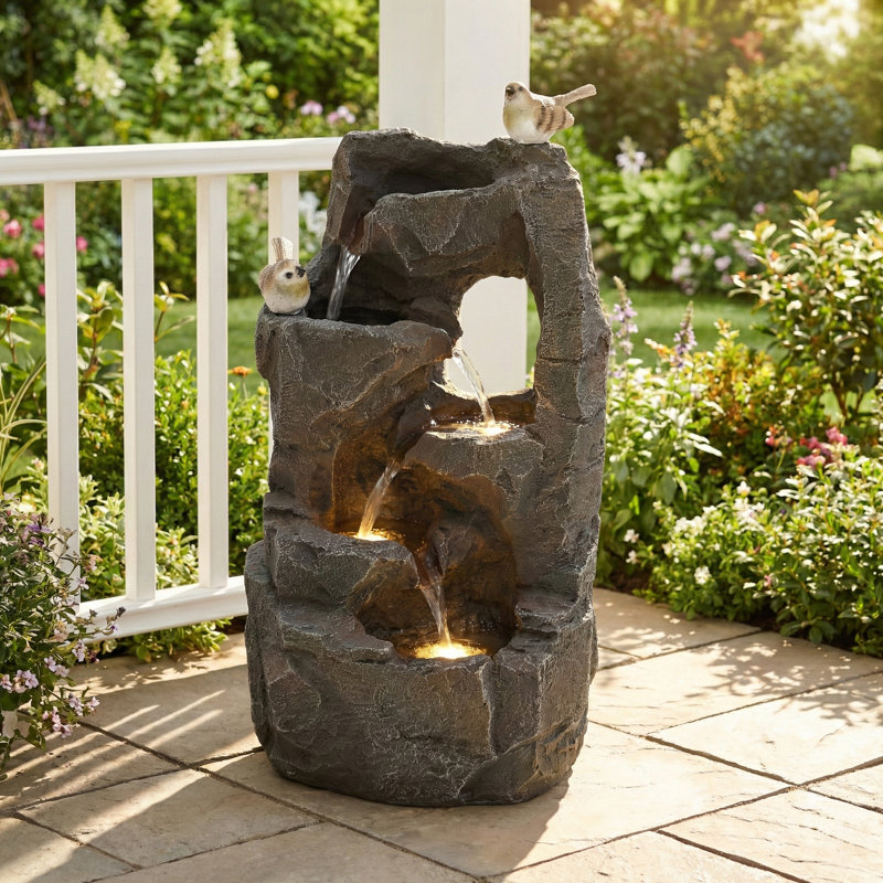 Outdoor Fountain with Lights