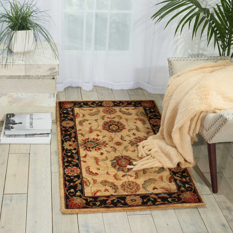 Handmade Ivory and Black Wool Rectangular Area Rug 8'3" x 11'3"