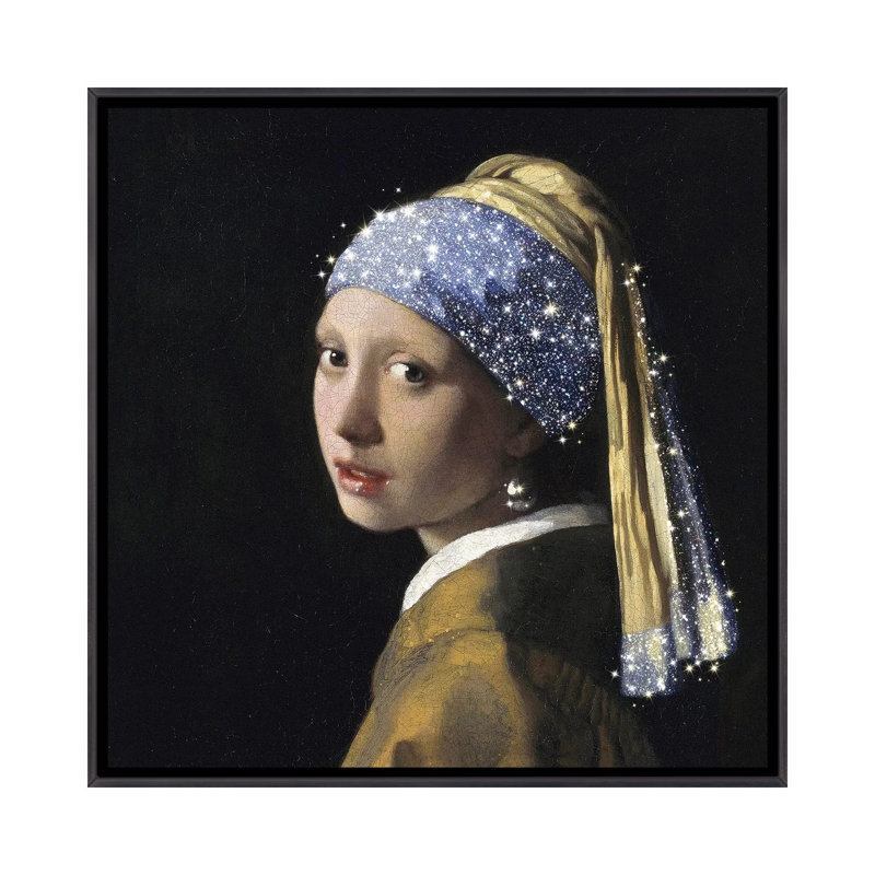 «Fille avec une perle» par Mambo Art Studio - impression, Pas de tapis, H 18 po x l 18 po x 1,5 po