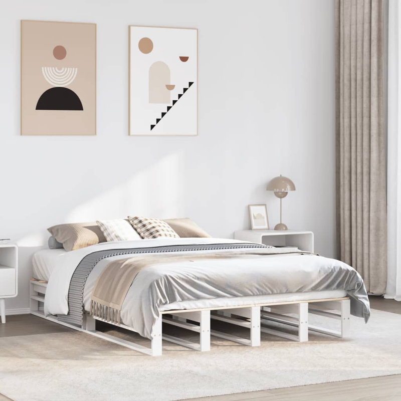 Conrada Solid Wood Bed, White, European Double (140 x 200cm)