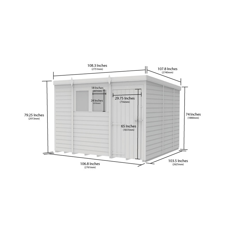 9x9 Pent Composite Shed