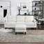 Canapé de salon moderne avec revêtement en chenille et porte-gobelet beige-118276683