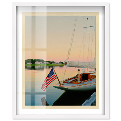 Sailing Into Solitude I Shadowbox Print Americana Wall Art by Notoriart, White Frame, 21"H x 17"W