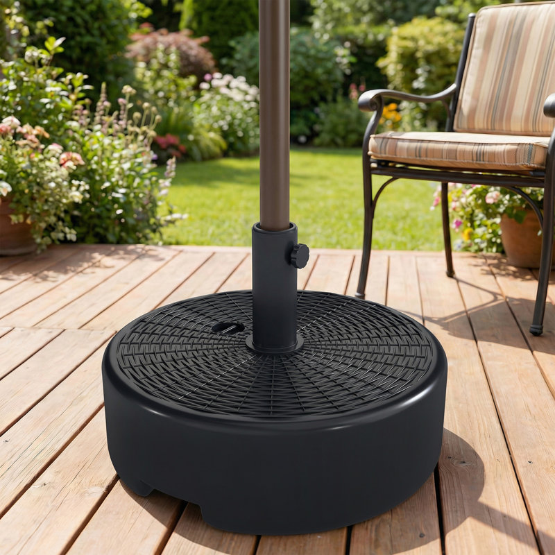 Base de parasol de patio avec poignée pour poteaux 1,5 "/ 1,9", noir