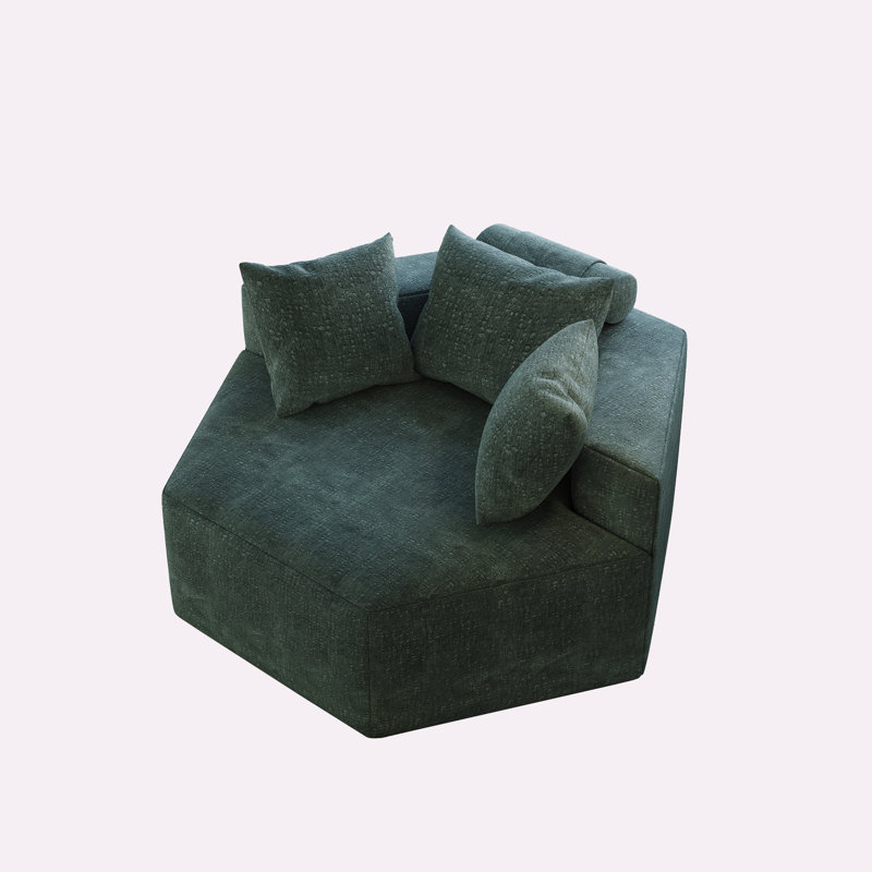 54"L Chenille Sponge single sofa, Green