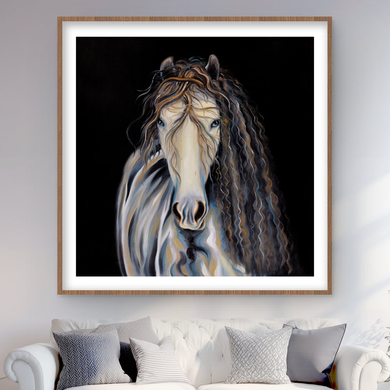 Abstrait cheval avec crinière bouclée - animaux de l'Ouest, reproduction d'art